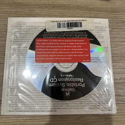 Vintage Sealed Gateway System Restoration CD Version 3.2 PC Software Disc