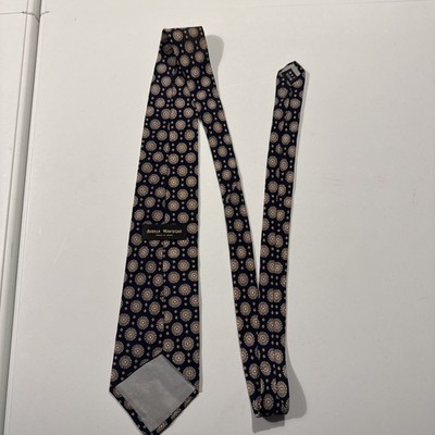 Andrea Mantegna 100% Silk Men's Tie Geometric Blue Made In Japan