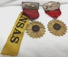 1890's Kansas Grand Army of the Republic Sunflower & Grasshopper Badges