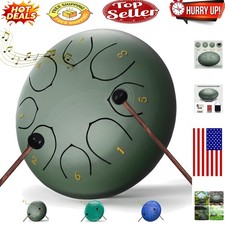 Serene Garden Rain Drum - 6-Inch Steel Tongue Chakra Instrument with Waterpro...