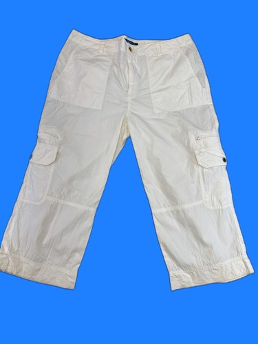 LAUREN RALPH Cargo Pants Womens 12 White 100% Cotton Straight Leg Coastal