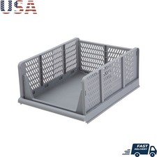 Collapsible Stacking Plastic Storage Bin Lightweight Organizer Baskets Handles