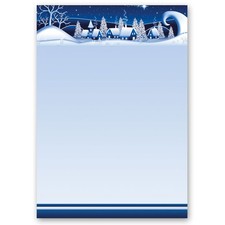 Papier à motif VILLAGE D´HIVER – BLEU 50 feuilles DIN A4 Motif d'hiver