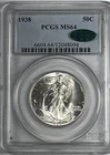 1938 Walking Liberty Half Dollar PCGS MS64 CAC  Blazing White