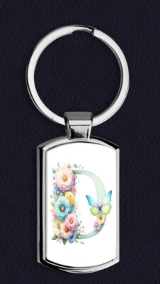 Schlüsselanhänger, Initiale hinzufügen, Geschenk für sie, individueller Schlüsselanhänger, Namensgeschenk, Blumengeschenk