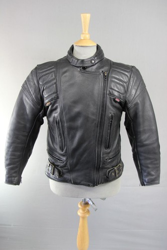 CLASSIC BRITISH MADE GEAR LADIES BLACK LEATHER BIKER JACKET SIZE 14 (AJ58)