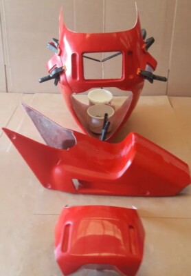 Ducati 851 Vollverkleidung Verkleidung Set Fiberglas in Rot + Race und Road Nasenzapfen 