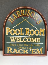 Vintage Wood Sign 12 x 11โ Pool Room Man Cave 1997 D&s Made In USA