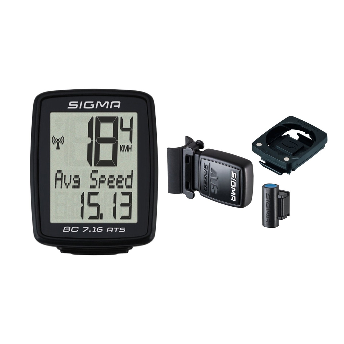 Sigma BC 7.16 ATS Bike Computer Wireless Black 7 Function Large