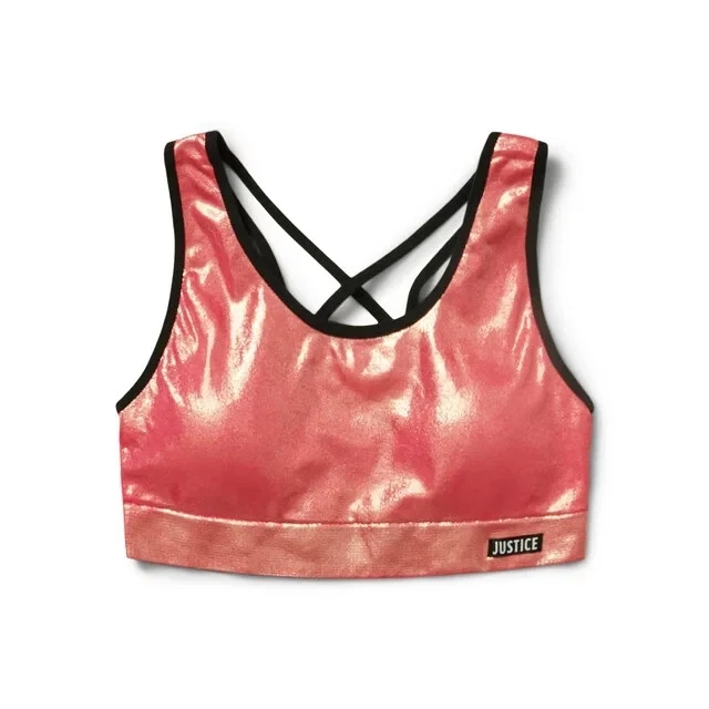 Sujetador deportivo Justice Girls multicolor cobertura completa sin costuras con tiras paquete de 2, talla 30 Foto 3 de 4