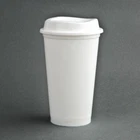 Olympia Polypropylene Coffee Cup & Lids 450ml  / 16oz. White. Pack Quantity: 25
