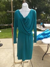 NWOT H BY HALSTON TURQUOISE KNIT DRESS 12