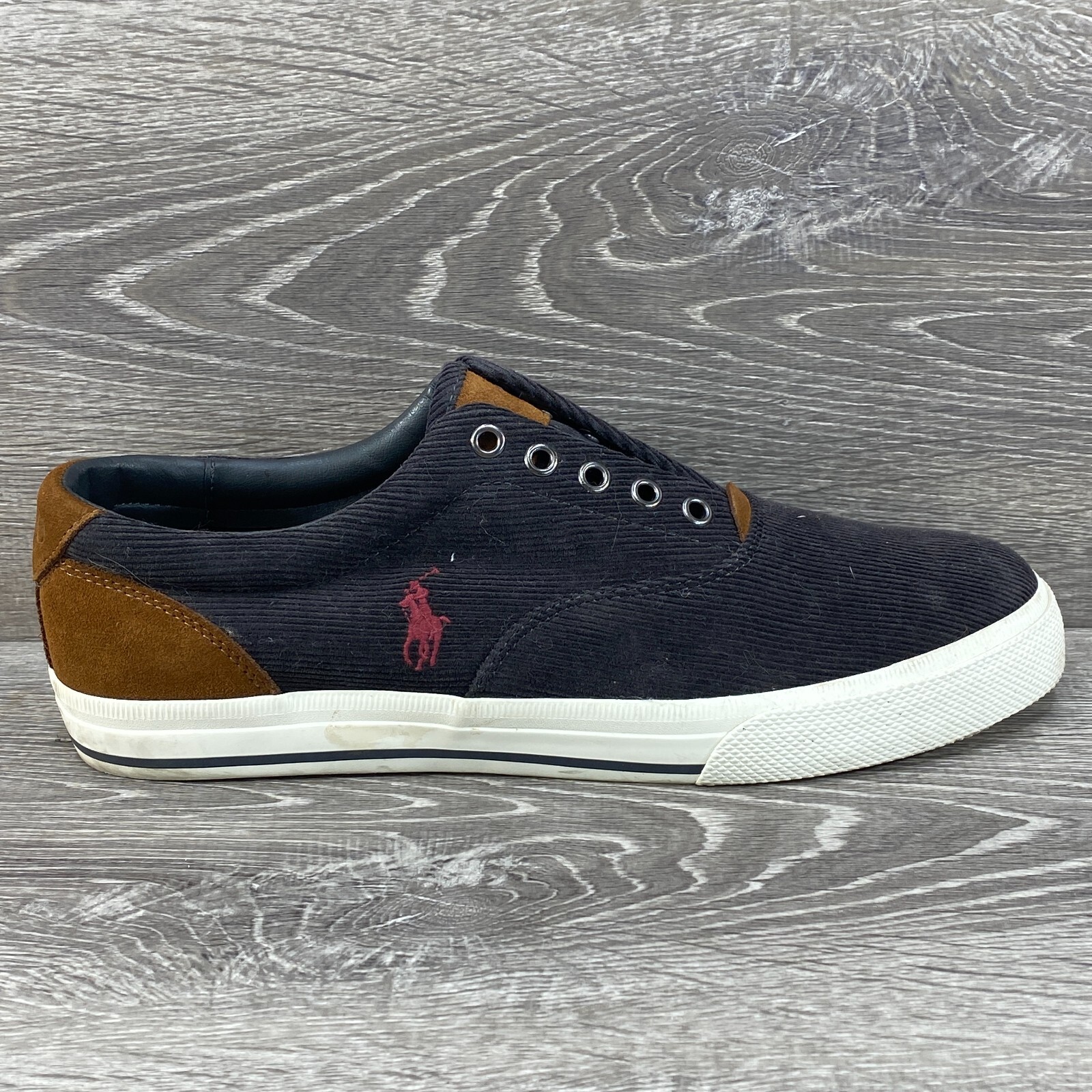 Polo Ralph Lauren Vaughn nero velluto a coste scamosciato sneaker stringate uomo 11 D pony