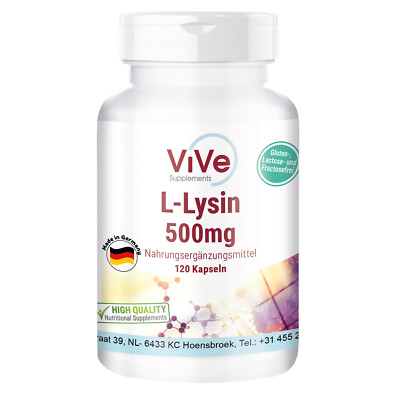 L-Lysin 500 mg  - 120 Kapseln, essentielle Aminosäure, vegan | ViVe Supplements