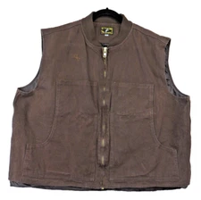 Wyoming Traders Brown Canvas Button Up Lined Cowboy Vest Men's Size XXL 2XL