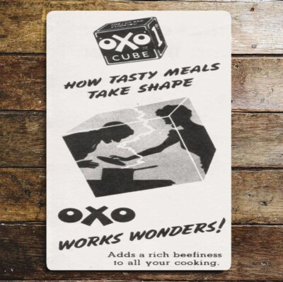 Oxo Cube wirkt Wunder - Metall Wandschild 28 cm x 41 cm.