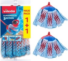 Vileda Supermocio 3Action XL Refill Pack of 2 Replacement Microfibre Mop Head