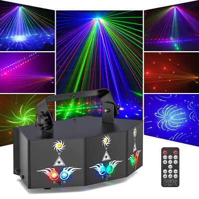 9-Eyes Laser Light DMX RGB Strobe Beam Lights DJ Disco Stage Effect Lighting US