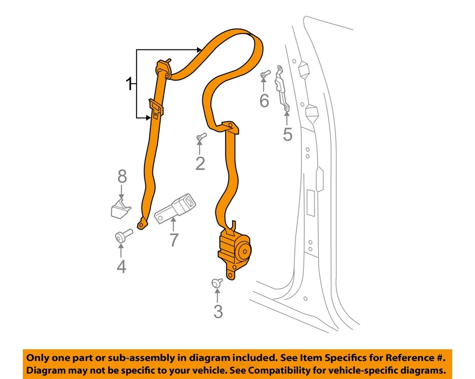 Used Front Left Seat Belt Front fits: 2006 Dodge Durango bucket seat driver retr Foto 3 de 4