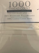 1000 Thread, Count Luxury Woven Pillowcase Set 2 Ivory 100 combed cotton New