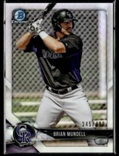 2018 Bowman Chrome BCP162 Brian Mundell Refractor /499 Rockies SN Baseball Card