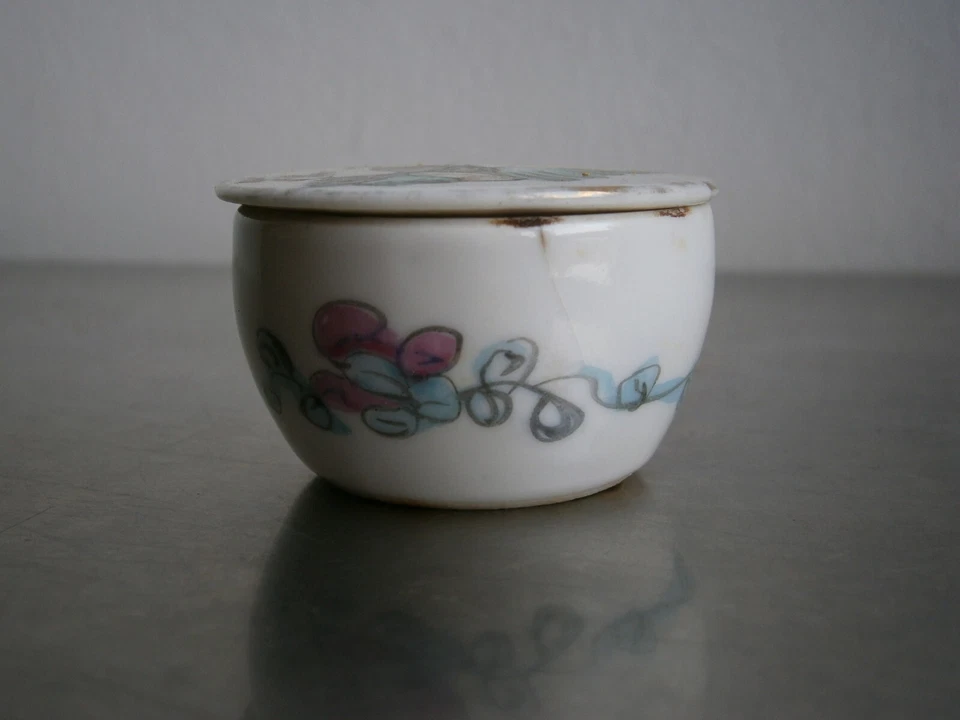 Pot à onguents Porcelaine Chine 19°s Céramique Art Asie Ancien - Photo 3/4