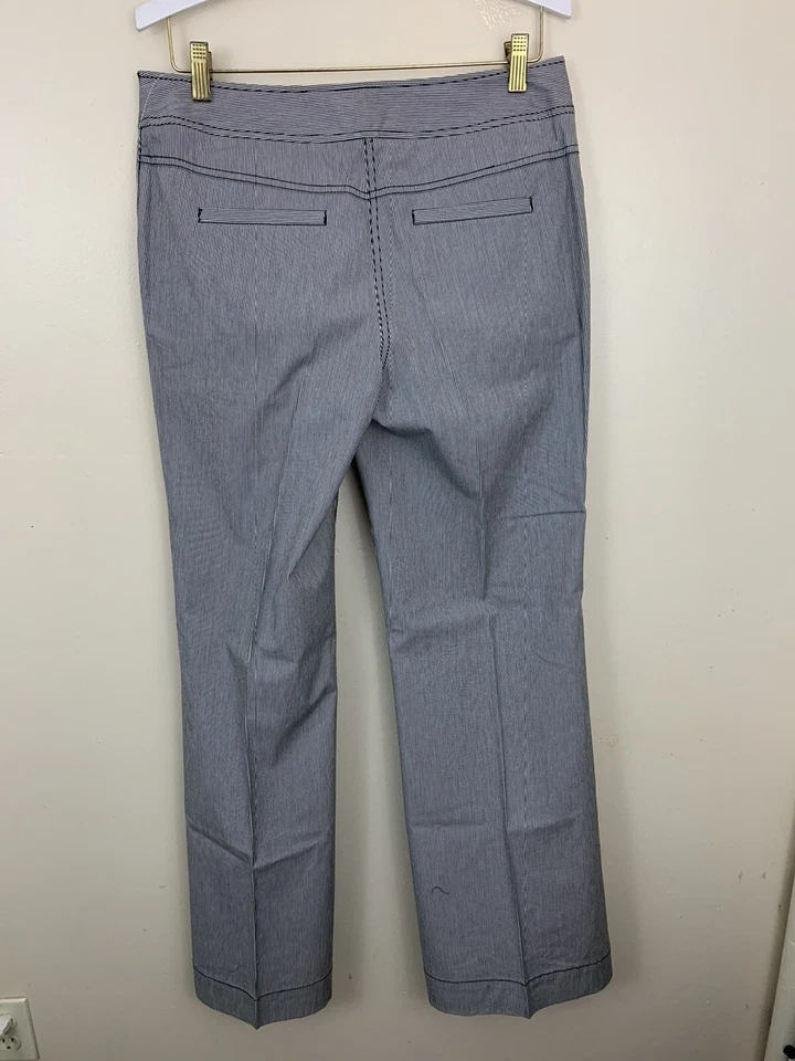 全新带标签 Kenneth Cole Reaction 女式黑色白色细条纹喇叭阔腿裤 10 — 第 3/4 张图片