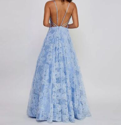 junior light blue dress BABARONI BABARONI Chiffon Dusty Blue Junior Bridesmaid Dresses A-line One Shoulder Sleeveless Ruched Floor-length, Dusty Blue / J4