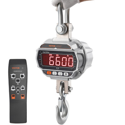 VEVOR Digital Crane Scale 6600 lbs/3000 kg Industrial Hanging Scale LED Display