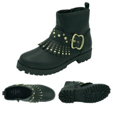 New Debenhams Girls Black Tassel Stud Zip Up Boots Shoes RRP £32 UK Sizes 11-5