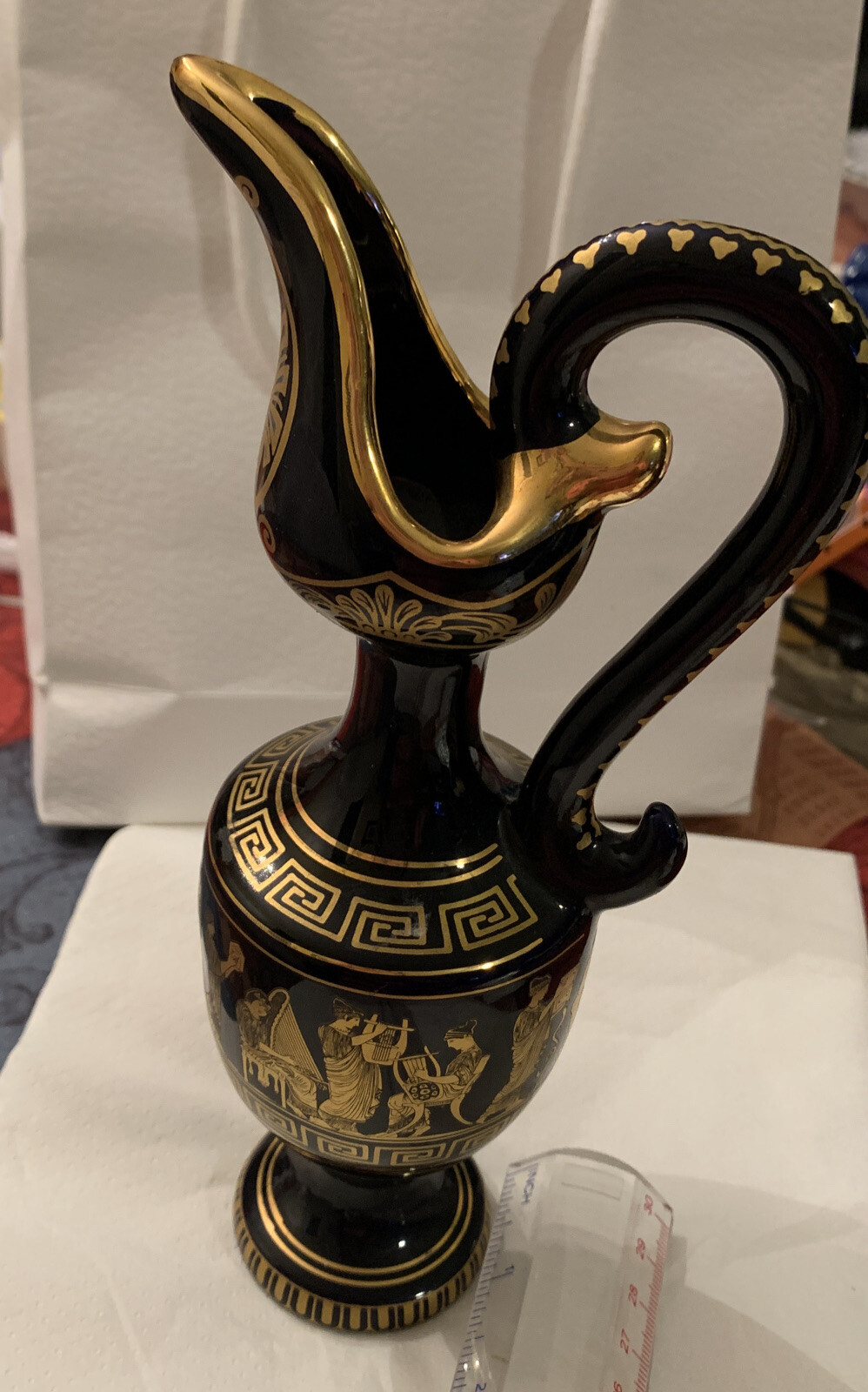 Spyropoulos Greece Cobalt Blue 24k Gold Handmade Porcelain Vase eBay