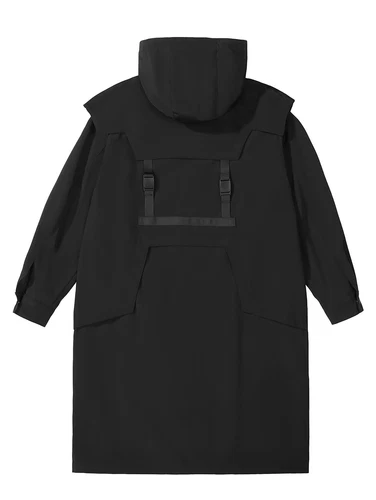 Niepce Japanese Urban Jacket with Hoodie Streetwear Casual Long Trench Coat image 4