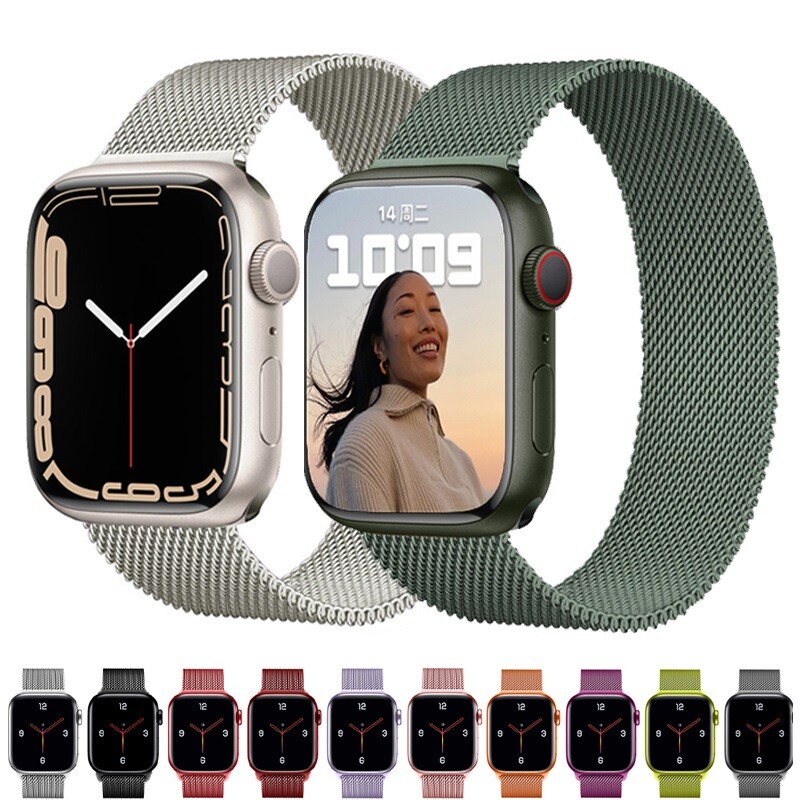 Stainless Steel Metal Bracelet Magnetic Loop iwatch 7 Strap for Apple Watch band