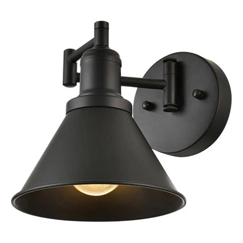 Living District Judson 1-Light Metal Swing Arm Wall Sconce in Black - Picture 1 of 6