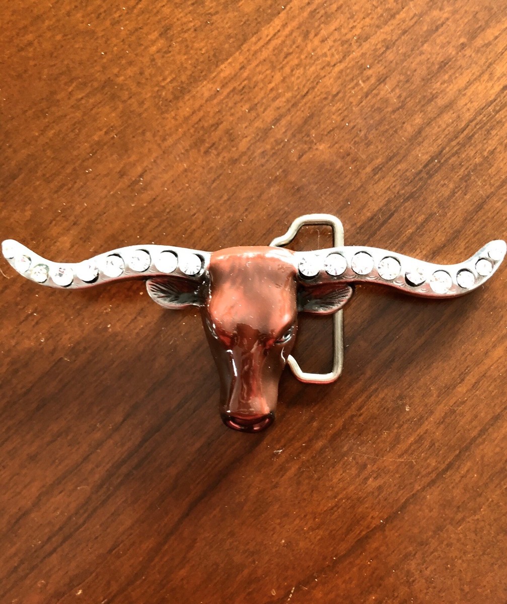 Red Headed Rhinestone Longhorn Cow Steer Bull Head Unisex  display picture 3