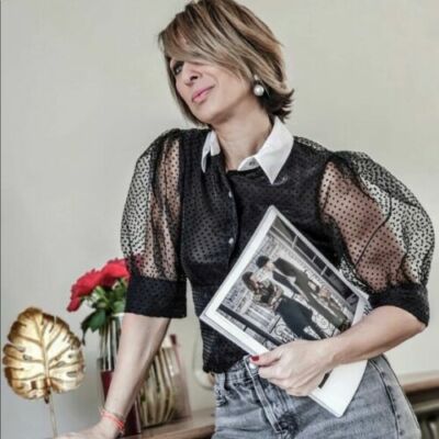 zara contrasting polka dot top