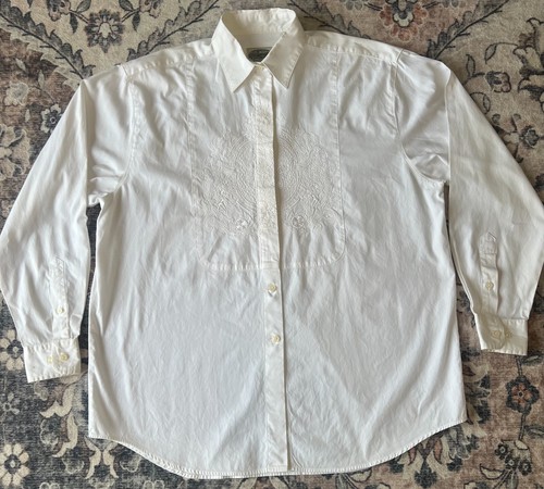 Vintage Britches Great Outdoors Men Embroidered White Shirt Button up 90s Size M - Picture 2 of 16