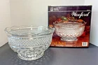 Vintage Anchor Hocking Wexford Large Footed Glass Fruit Serving Bowl 10 inches