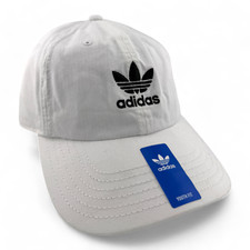 adidas Originals Logo Relaxed Washed White Adjustable Youth Fit Dad Hat Cap