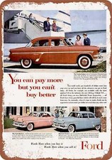 Metal Sign - 1954 Ford Vintage Ad 01 - Old Retro Rusty Look
