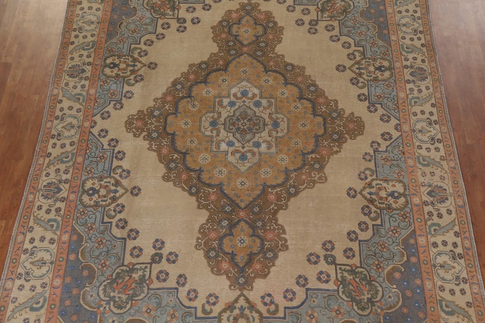 Distressed Over-Dyed Traditional Area Rug 9x13 ft Hand-knotted Wool Carpet - Image 4 of 4