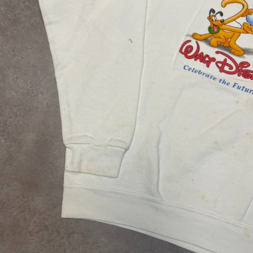 Disney Sweatshirt Mens Y2K Mickey Mouse Graphic Pull Over Jumper, White, Large image 6