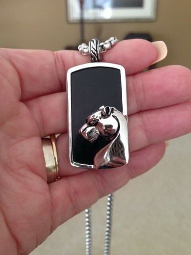 EFFY MEN'S 925 STERLING SILVER ONYX DOG 