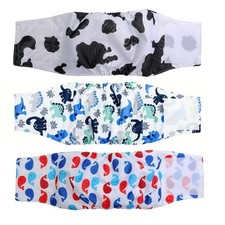 3PK Reusable Washable Male Dog Wraps, Belly Band for Male Dog Diapers