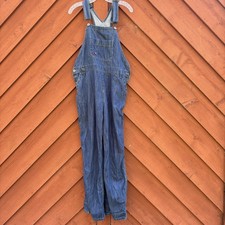 Dickies Bib Overalls Womens Large Blue Denim Actual 38x30 Carpenter Loop Work