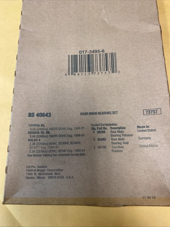 Fel-Pro BS 40643 Engine Crankshaft Seal Kit! Free Shipping! - Image 2 of 4