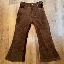 Vtg 60s 70s Bell Bottom Pants Suede Leather Disco Hippie Flare Leg Mens 34 28