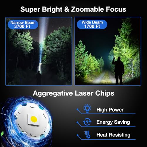 Flashlights High Lumens Rechargeable 2 Packs, 990,000 Lumens Super Bright LED - Picture 3 of 7