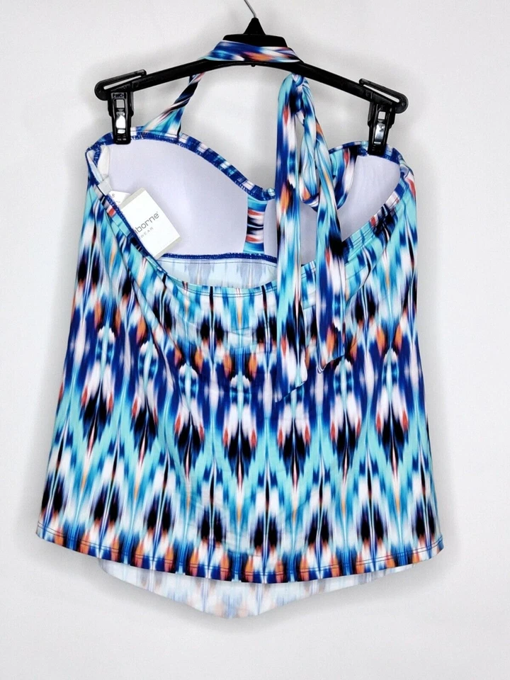 Nuevo con etiquetas Camiseta Tankini de Natación Liz Claiborne Multicolor Sujetador Elástico Elástico Suelto Foto 2 de 2