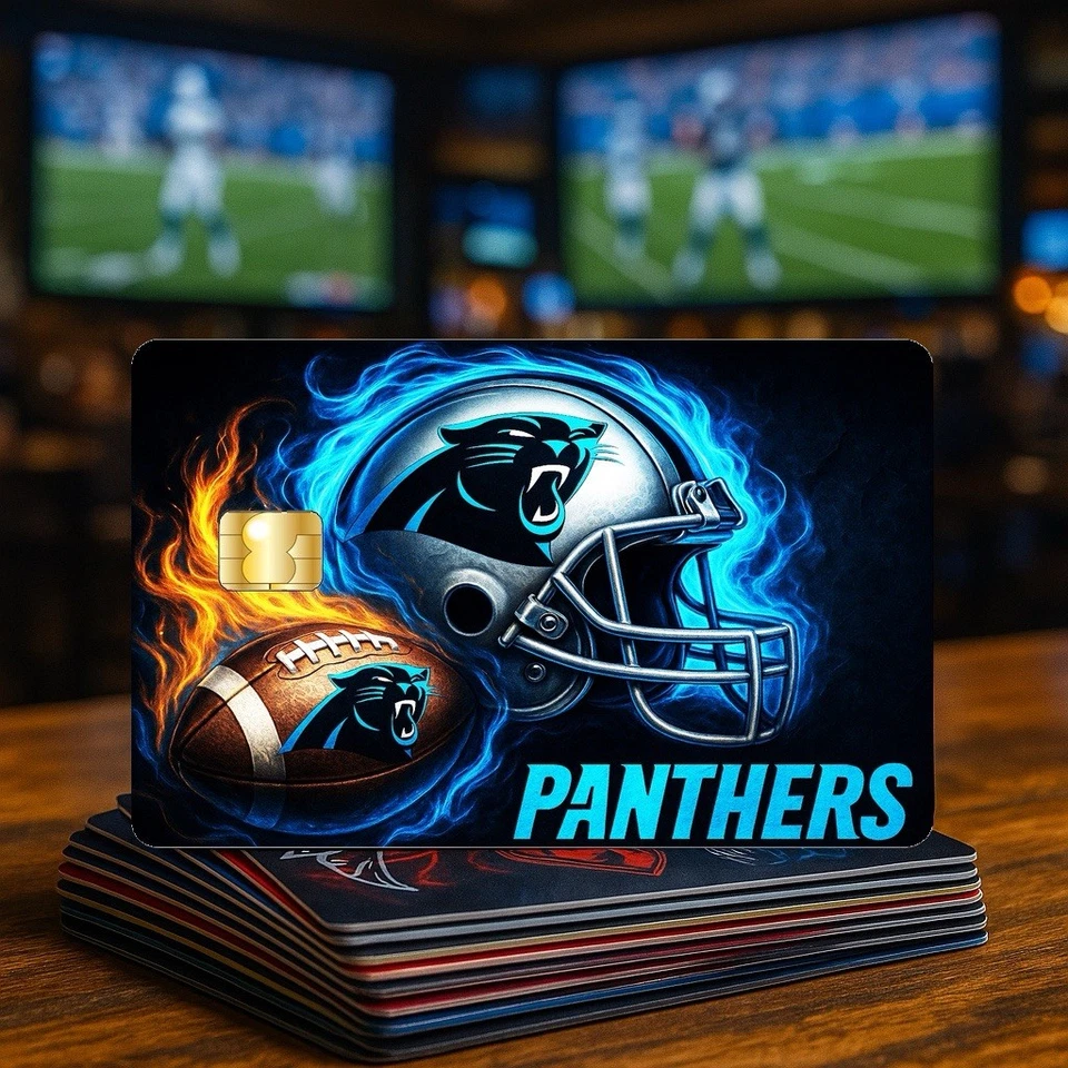 Carolina Panthers Tarjeta de Crédito Débito Recubrimiento Calcomanía NFL Fútbol Vinilo Adhesivo Deportes Foto 3 de 4